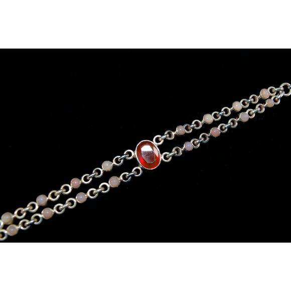 Fire Opal Australian Pink Opal Sterling Silver Bracelet Adjustable 7 - 8.25 inch - Picture 2 of 5